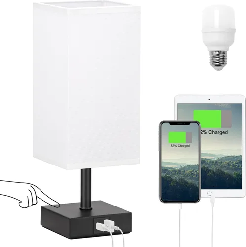 Vista 11 de Lámpara de mesa Ambimall con control táctil y 2 puertos de carga USB, lámpara de mesa de 3 modos para mesita de noche, lámpara de noche para A: rosa