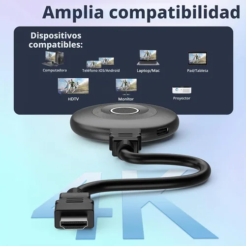 Vista 8 de Adaptador de pantalla inalámbrico 4K actualizado 2026, Plug & Play, HDMI Dongle 5G+2.4G Wireless Screen Mirroring Cast desde smartphone, tableta