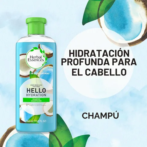 Vista 3 de Herbal Essences Hello - Champú de hidratación y gel de baño de humedad profunda para el cabello, 11.7 onzas líquidas
