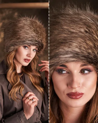 Vista 48 de Futrzane Sombrero clásico cosaco - Sombreros de piel sintética para mujer - Sombrero ruso peludo cálido