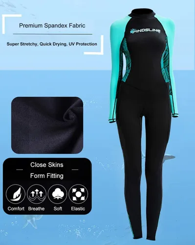Vista 5 de Traje de baño de cuerpo completo para buceo, traje de buceo para mujeres, hombres y adultos, traje de baño de manga larga de una pieza