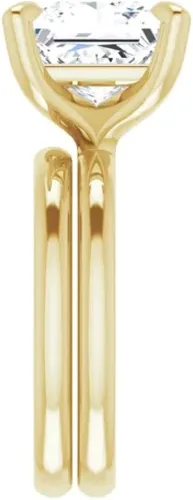Vista 3 de Juego de anillos de compromiso hechos a mano de plata 925, oro macizo de 10K14K18K, 4 quilates de corte princesa, juego de anillos de boda