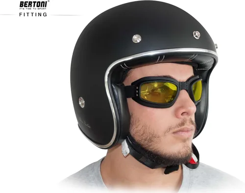 Vista 4 de Bertoni Gafas de Moto Montar Gafas acolchadas Fotocromáticas - Correa Ajustable - Ventilado mod. 112 Gafas de Moto
