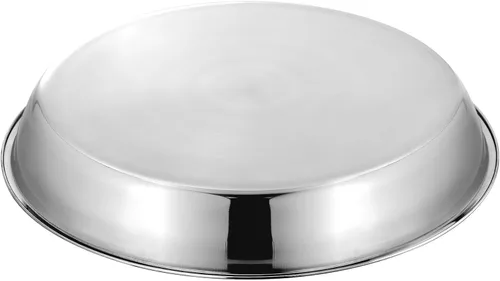 Vista 3 de Elsjoy - Paquete de 4 bandejas de pizza de acero inoxidable de 13 pulgadas, bandeja de pizza grande y gruesa para hornear, bandeja antiadherente