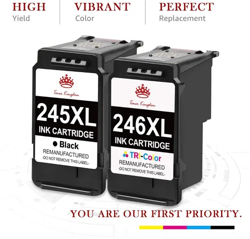 Vista 2 de Toner Kingdom Cartucho de tinta compatible 245XL 246XL de repuesto para Canon PG-245XL CL-246XL 243XL 244XL para PIXMA MX492 MX490 MG2522 MG2922