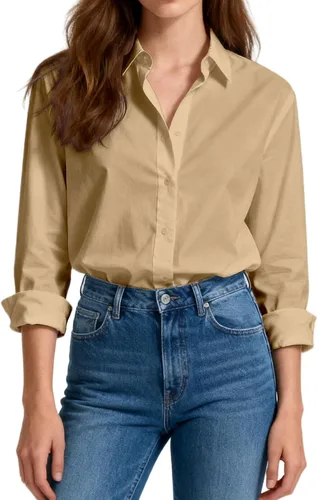 Vista 21 de Camisas de vestir ajustadas de algodón para mujer, blusas de manga larga para oficina, blusas con cuello