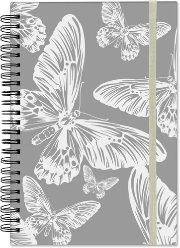 Vista 8 de Cuaderno de espiral, diario de tapa dura, cuaderno de espiral con rayas anchas, A5 de 5.5 x 8.3 pulgadas, papel grueso de 80 GSM, 60 hojas, 120