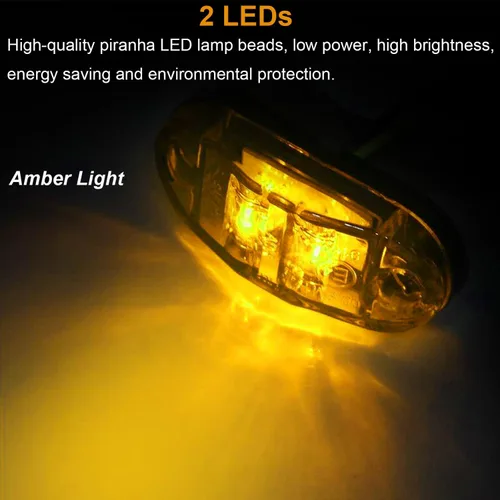 Vista 3 de Tnisesm 6 Piezas Luces LED para Remolque de 2.5 Pulgadas 2 Diodos Impermeables Luces Marcadoras Laterales Ovales de Señales y Circulación para Ámbar