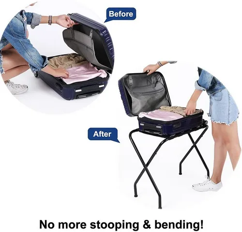 Vista 3 de Ochine Portaequipajes, soporte plegable para maleta, portaequipajes portátil, soporte de equipaje de un solo nivel para habitación de invitados