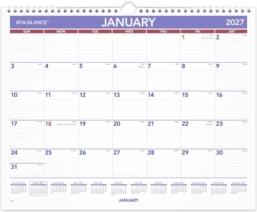 Vista 15 de AT-A-GLANCE Calendario de pared 2027, mensual, planificador de 20 x 30 pulgadas, bloques diarios a rayas (PM42827)