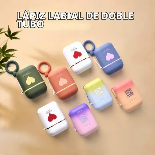 Vista 6 de Juego de 2 lápices de labios mate, a prueba de agua, acabado terciopelo de larga duración, humectante, para labios, doble color, brillo de labios