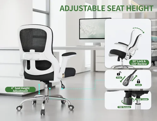 Vista 7 de [Usado] Silla de oficina ergonómica, sillas de escritorio para computadora cómodas, silla de juegos de respaldo alto de malla con soporte lumbar