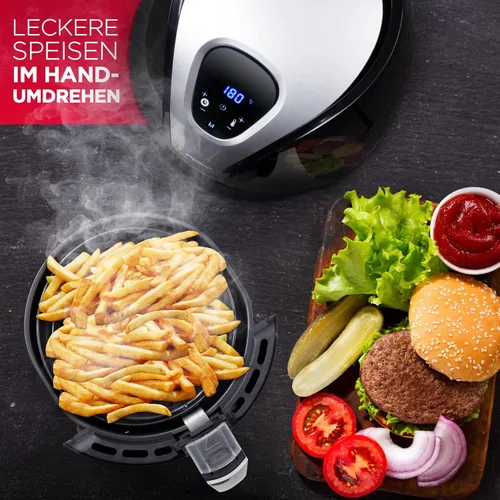 Vista 6 de alpina Hot air fryer, fryer, roasting, frying, grilling, roasting and frying, up to 80% less fat, 2-4 people, 2.4 liters, black