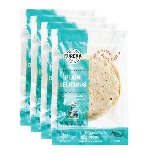 Vista 12 de Eureka Tortilla All Flavors - Paquete variado Tortillas de harina artesanales Mini granos enteros de 6 pulgadas Veganas, sin OMG, bajas