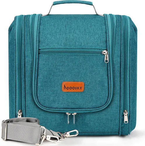 Vista 8 de COOSKY Neceser de viaje colgante extragrande para mujeres y hombres, bolsa de higiene, kit organizador de baño y ducha con soportes de banda