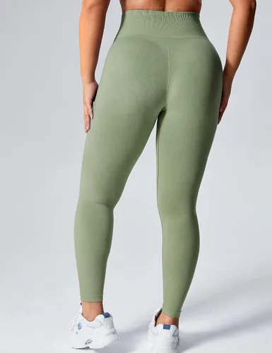 Vista 4 de YEOREO Leggings de entrenamiento sin costuras para mujer, cintura alta, levantamiento de glúteos, pantalones de yoga para gimnasio