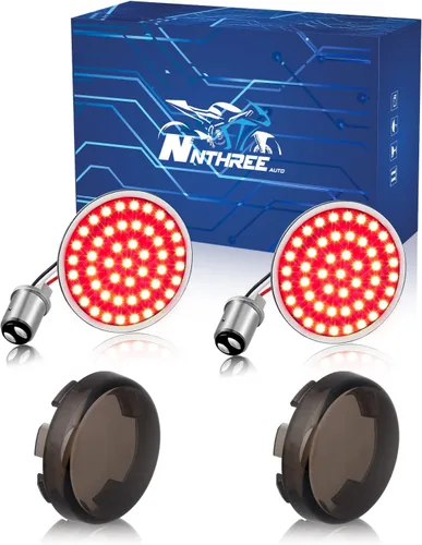 Vista 7 de NTHREEAUTO Panel de luces LED de señales de giro delanteras de bala ahumada, compatible con Harley Dyna Road Street Glide Road King Iron 883 Street