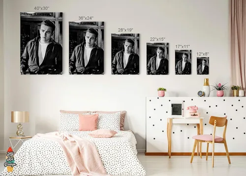 Vista 5 de HB Art Design James Dean in Rebel Without a Cause Movie Black Movie - Lienzo decorativo en blanco y negro para pared, diseño de icono americano