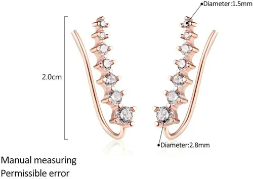 Vista 7 de Aretes tipo ear cuff con diamantes Cubic Zirconia hipoalergénicos