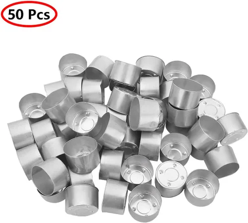 Vista 2 de Aislor Tazas de té a granel, latas de velas de candelita, paquete de 50, plata plateada, talla única