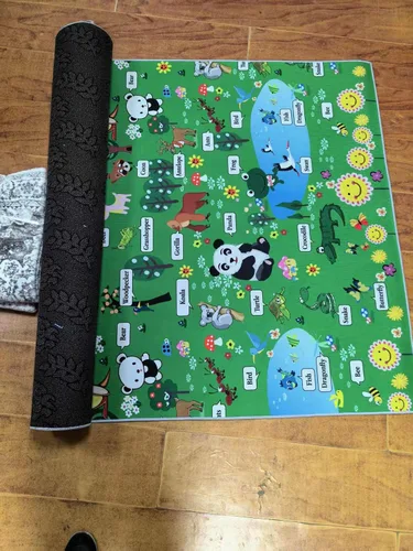 Vista 4 de Alfombras infantiles con patrón de zoológico antideslizante de 0.236 pulgadas de grosor, alfombra suave para decoración de habitación de niños