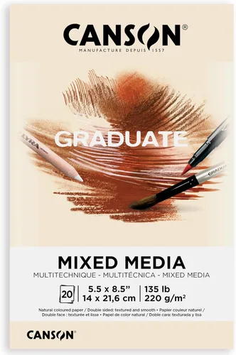 Vista 10 de Canson Graduate - Bloc de medios mixtos en tono gris, plegable, 5.5 x 8.5 pulgadas, 20 hojas Papel de artista para adultos y estudiantes