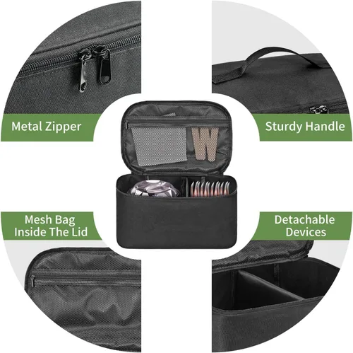 Vista 5 de Bolsa de viaje para herramientas para el cabello con almohadilla resistente al calor, funda de transporte de viaje de doble capa para alisador