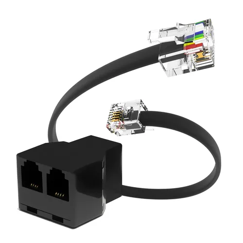 Vista 7 de Divisor de conector de teléfono para teléfono fijo RJ11 6P4C adaptador de 2 vías (1 divisor + cable de 2.5 pulgadas)