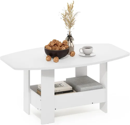 Vista 14 de Furinno Mesa de Café Básica, Mesa de Centro Moderna de 2 Niveles con Estante Abierto, Mesa Auxiliar de Fácil Montaje, para Sala de Estar
