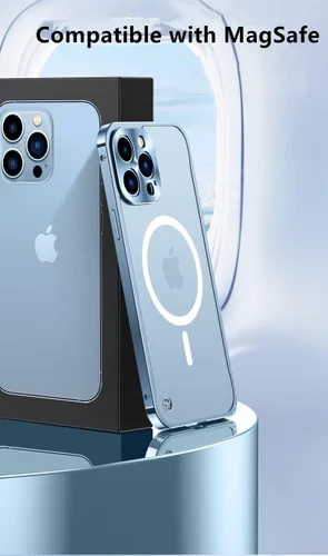 Vista 2 de kaitesi Funda magnética para iPhone 14 compatible con MagSafe Metal aleación de aluminio parachoques mate translúcido cubierta trasera con protector