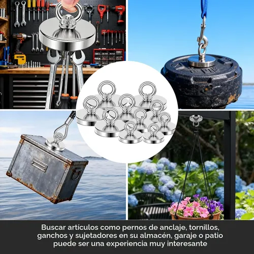 Vista 6 de DIYMAG Imanes de pesca con agujero avellanado 1.42 pulgadas 150LBS fuerza