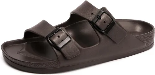 Vista 34 de FUNKYMONKEY - Sandalias bajas cómodas para mujer, hechas de etilvinilacetato, ajustables con hebilla doble