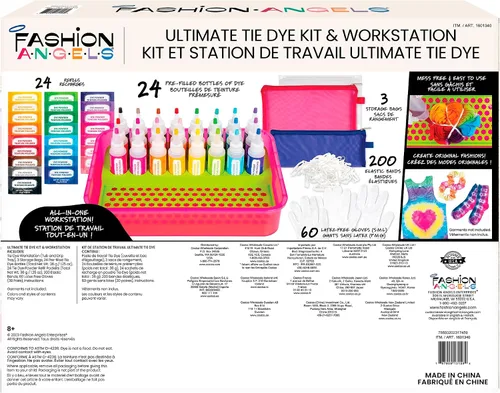 Vista 5 de Fashion Angels Kit de teñido anudado y estación de trabajo, artes y manualidades para grupos, incluye botellas prellenadas y tinte, guantes y más