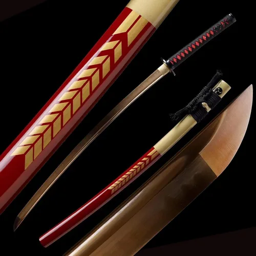 Vista 10 de Espada japonesa de samurái Katana auténtica hecha a mano de acero al carbono 1095 de alta calidad, espada de dragón real y afilada, Katana