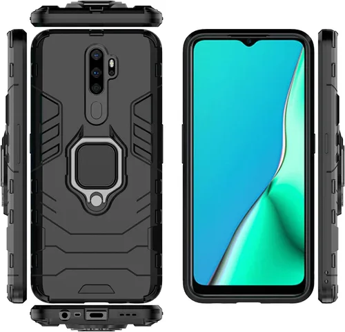 Vista 4 de LuluMain Funda compatible con Oppo A9 (2020), soporte de anillo de metal, a prueba de golpes, carcasa rígida