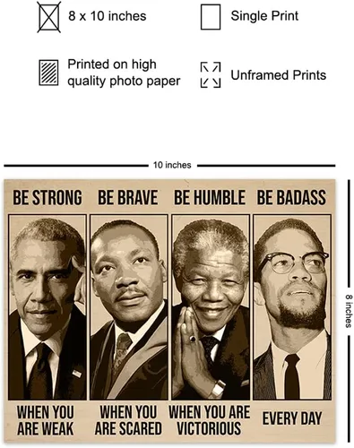 Vista 2 de Arte de pared y decoración afroamericana inspiradora - Sé fuerte, sé valiente, sé increíble - Decoración para el aula - Citas motivacionales