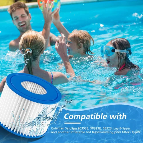 Vista 2 de Paquete de 12 filtros tipo VI. Cartucho de repuesto para filtro de bañera de hidromasaje y spa. Compatible con Coleman SaluSpa 90353E, 58323E