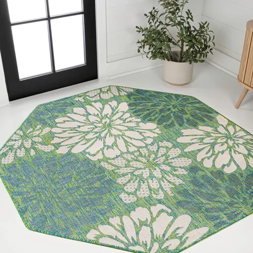 Vista 39 de JONATHAN Y Alfombra Corredor de Tejido Texturizado Floral para Interiores y Exteriores 2X8 Marrón/Crema, Zinnia Moderna para Patio Trasero, Patio