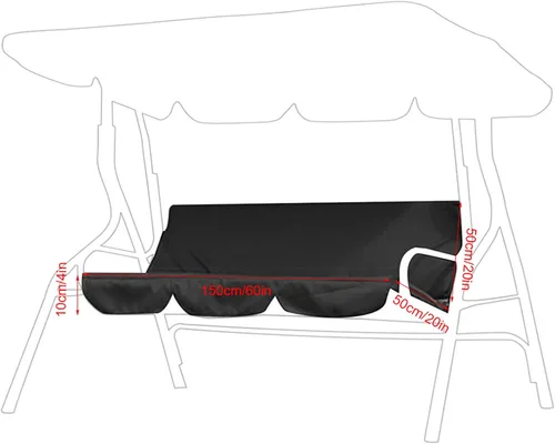 Vista 2 de Duokon Fundas de columpio para patio al aire libre, cubierta de hamaca de 3 plazas triples, protector a prueba de viento para muebles de patio Negro