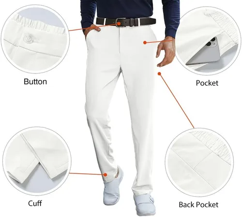 Vista 5 de JMIERR Pantalones de golf para hombre, elásticos, ajustados, para correr, viajes, trabajo, pantalones de vestir chinos para hombre