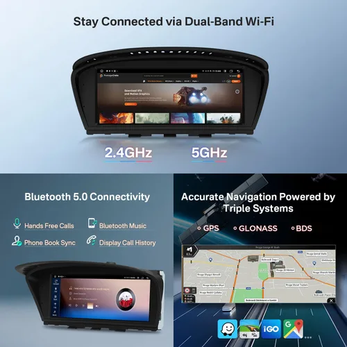 Vista 5 de XTRONS Estéreo de coche Android de 8.8 pulgadas para BMW Serie 3 E90-E93/5 Series E60 E61 M5 (2005-2008) Sistema CCC, pantalla táctil IPS 2+64GB