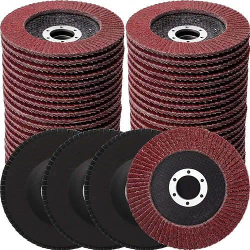 Vista 10 de Landhoow Paquete de 20 discos de solapa de 4 1/2 pulgadas para amoladora angular de 4.5 x 7/8 pulgadas, lijadora de óxido de aluminio, discos