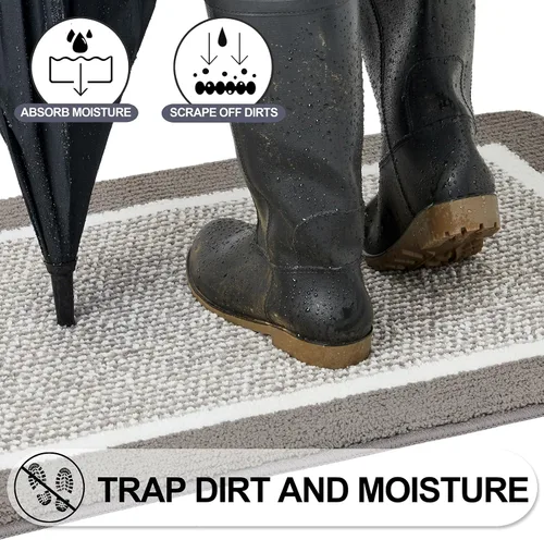 Vista 3 de REFETONE Tapete para interiores, tapete para puerta delantera y trasera, 24 x 36 pulgadas, parte trasera de goma absorbente, antideslizante, lavable