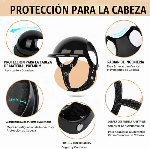 Vista 2 de SlowTon Juego de casco y gafas de sol, sombrero y gafas de sol para perro 1.Negro