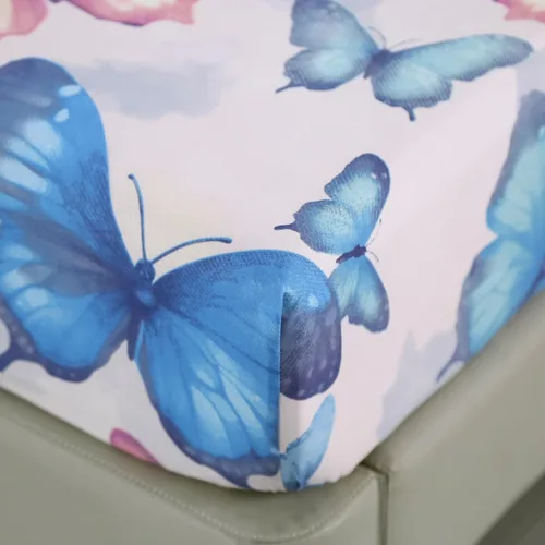 Vista 2 de SDIII Sábana bajera ajustable de mariposa colorida con 2 fundas de almohada, bolsillo profundo, microfibra suave, tamaño individual, para niños