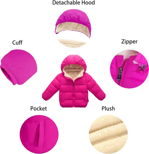 Vista 3 de Chaqueta invernal con capucha para niños y niñas disponible en 1 - 7