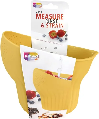 Vista 6 de Talisman Designs Enjuague y tensión 2 en 1 Capacidad para hasta 2 tazas Colador de alimentos Cesta de lavado de frutas Colador y colador