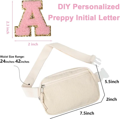 Vista 3 de Riñonera cruzada pequeña para mujeres y hombres, bolsa cruzada para deportes, viajes, correr, entrenamiento casual, pana beige-rosa A, A