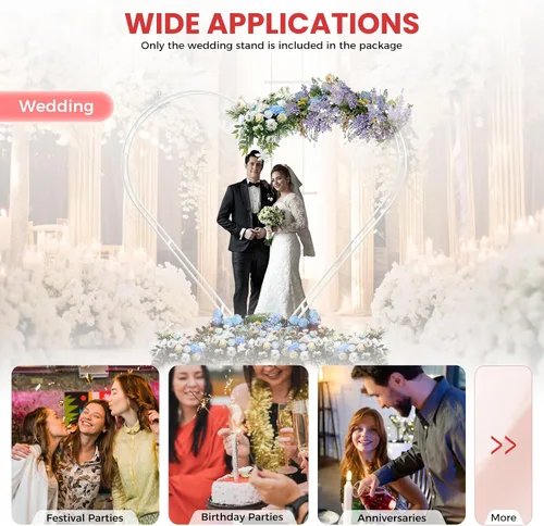 Vista 5 de Arco de boda moderno en forma de corazón de metal para arco de boda con marco de globo, marco de globos, estante de exhibición de bodas, eventos