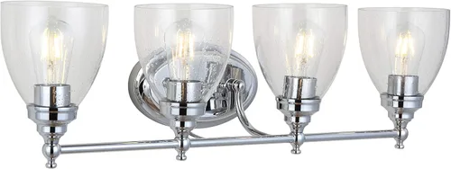Vista 14 de JONATHAN Y Lámpara de pared LED cromada de 5.5 pulgadas, cableado para baño, pantalla de vidrio transparente con semillas, iluminación de pasillo